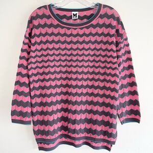 Missoni Sweater Top Size MPink Brown Blue Chevron Lightweight Colorful